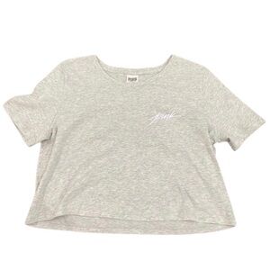 PINK Logo Crop Top in Gray, Size M​​​​​​​​